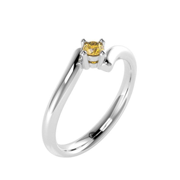 Zásnubný prsteň 14K biele zlato a žltý zafír 0.10 ct  001_A
