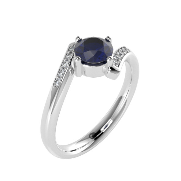 Zásnubný prsteň 14K biele zlato a iolit  0.6 ct  002_A