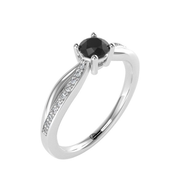 Zásnubný prsteň 14K biele zlato a diamant čierny  0.29 ct  004_A
