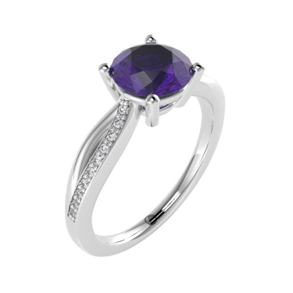 Zásnubný prsteň 14K biele zlato a ametyst  1.25 ct  004_A