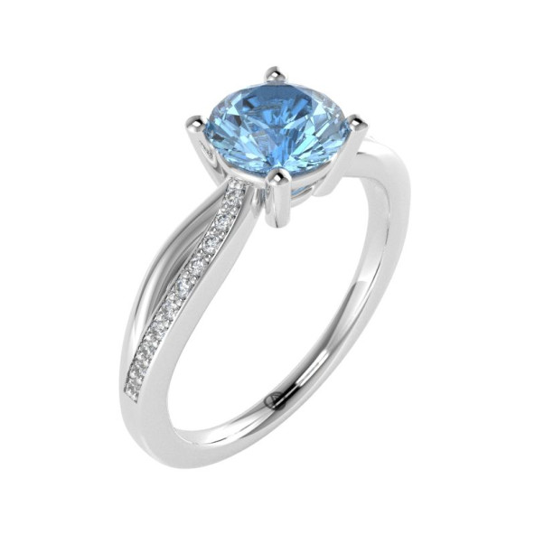 Zásnubný prsteň 14K biele zlato a topas sky blue  1 ct  004_A