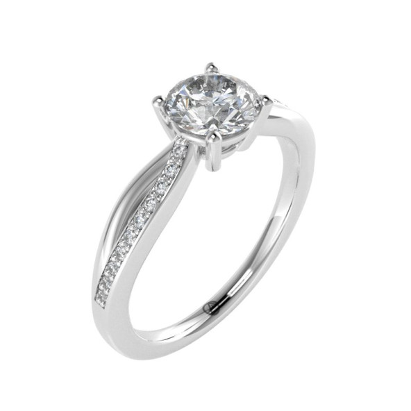 Zásnubný prsteň 14K biele zlato a zirkón  0.75 ct  004_A