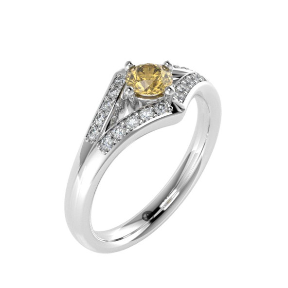 Zásnubný prsteň 14K biele zlato a diamant žltý  0.29 ct  006_A