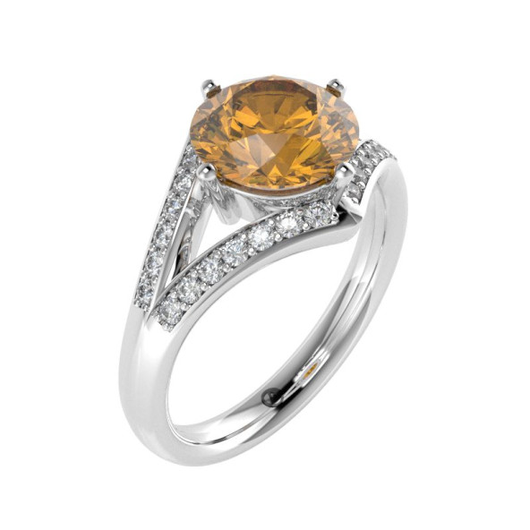 Zásnubný prsteň 14K biele zlato a citrín  2.0 ct 006_A