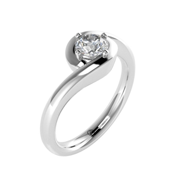 Zásnubný prsteň 14K biele zlato a zirkón  0.4 ct  007_A