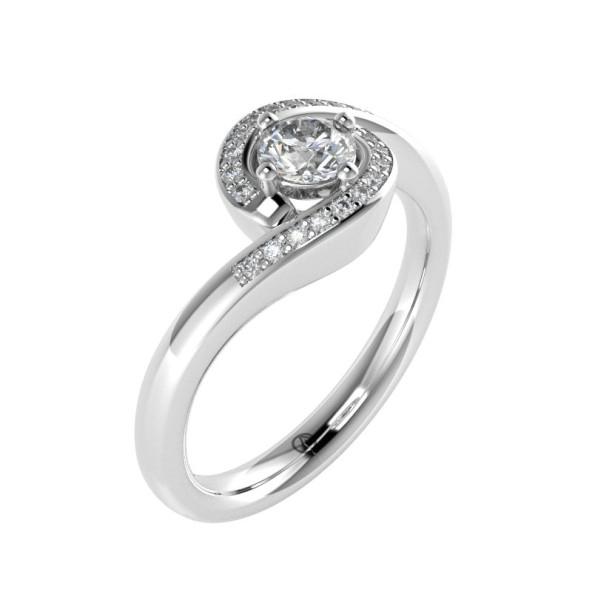 Zásnubný prsteň 14K biele zlato a zirkón  0.29 ct  008_A