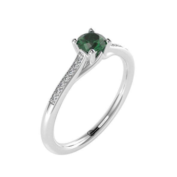 Zásnubný prsteň 14K biele zlato a diamant zelený  0.29 ct  010_A