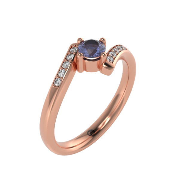 Zásnubný prsteň 14K biele zlato a ametyst  0.25 ct  002_A