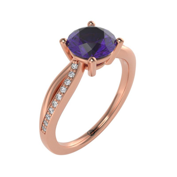 Zásnubný prsteň 14K biele zlato a ametyst  1.25 ct  004_A