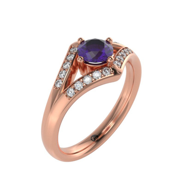 Zásnubný prsteň 14K biele zlato a ametyst  0.5 ct  006_A
