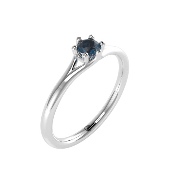 Zásnubný prsteň 14K biele zlato a topas london blue  0.16 ct  011_A