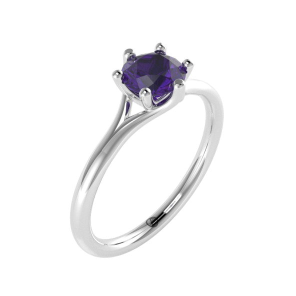 Zásnubný prsteň 14K biele zlato a ametyst  0.6 ct  011_A