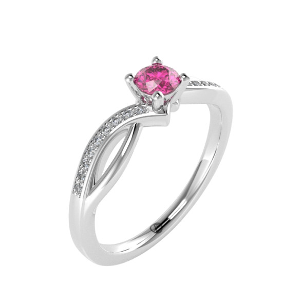 Zásnubný prsteň 14K biele zlato a diamant ružový  0.20 ct  018_A