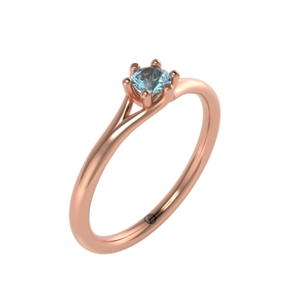 Zásnubný prsteň 14K biele zlato a topas london blue  0.16 ct  011_A