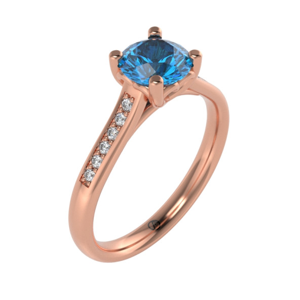 Zásnubný prsteň 14K biele zlato a topas swiss blue  0.8 ct 016_A