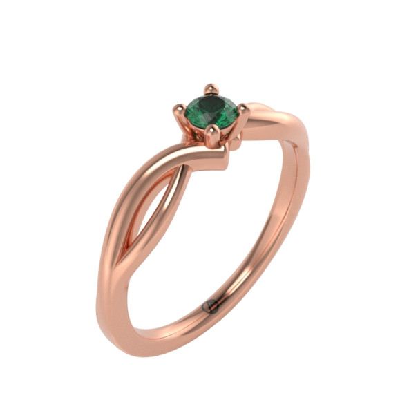 Zásnubný prsteň 14K biele zlato a diamant zelený  0.13 ct  017_A
