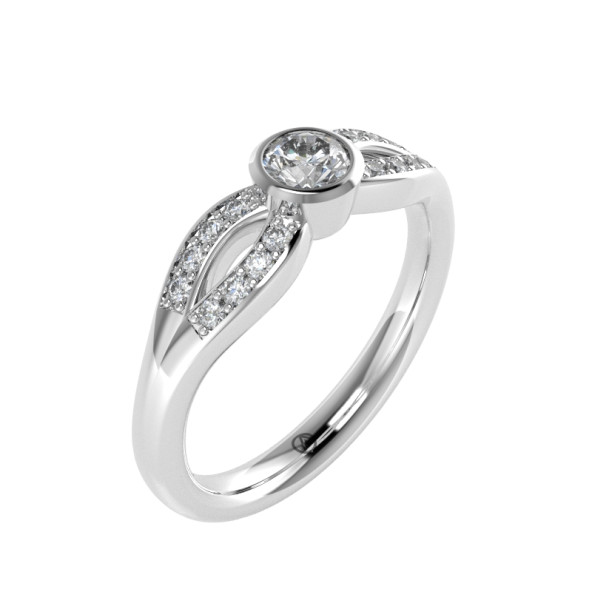 Zásnubný prsteň 14K biele zlato a topas pure pink  0.25 ct  020_A