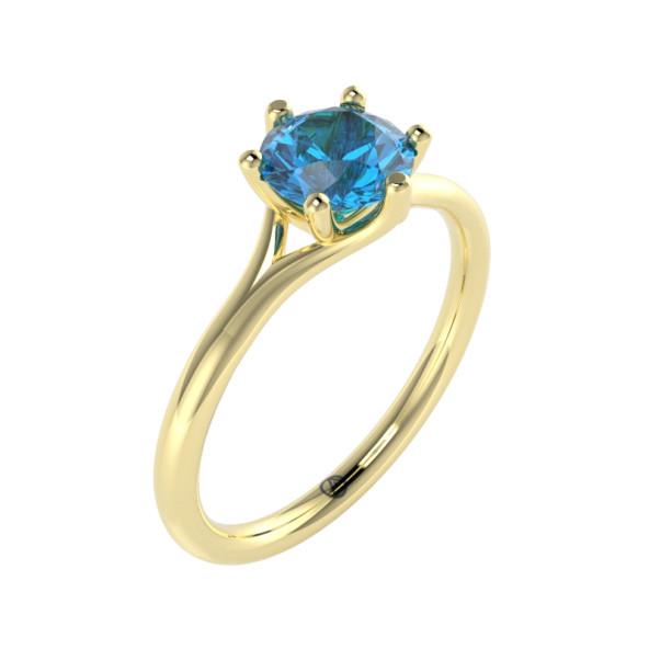 Zásnubný prsteň 14K biele zlato a topas swiss blue  0.8 ct 011_A