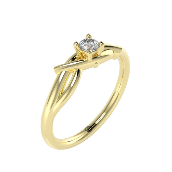 Zásnubný prsteň 14K biele zlato a diamant ružový  0.10 ct  013_A