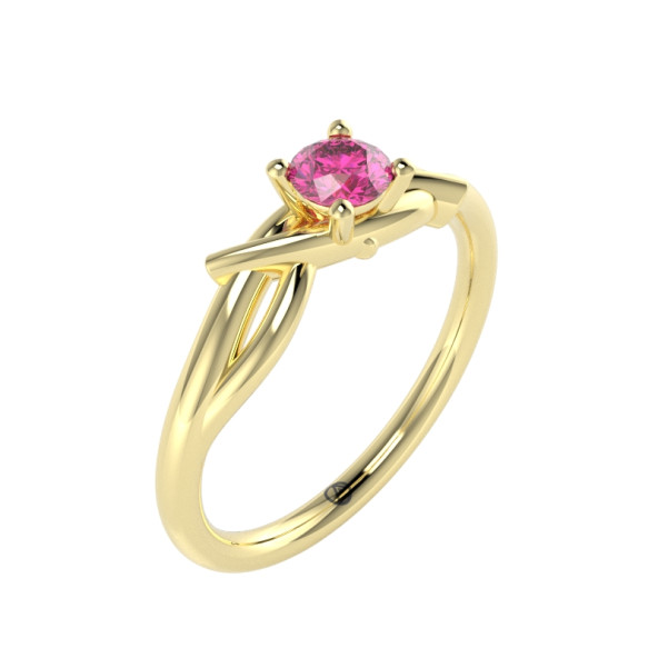 Zásnubný prsteň 14K biele zlato a turmalín ružový  0.25 ct  013_A