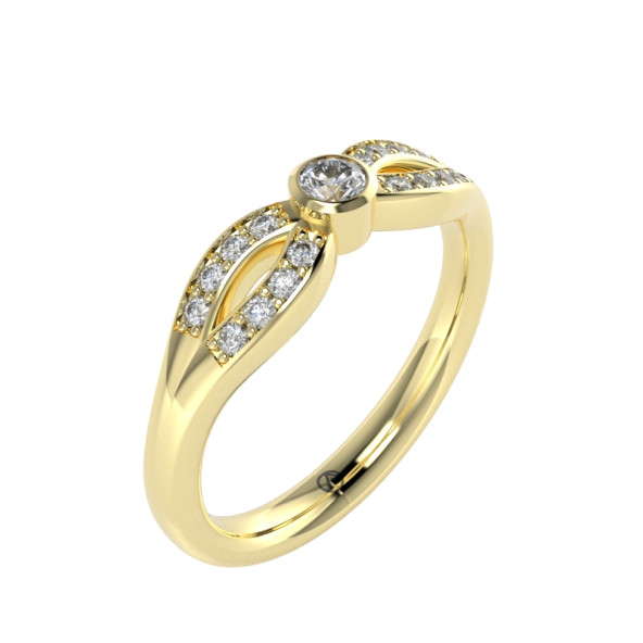 Zásnubný prsteň 14K biele zlato a smaragd  0.10 ct  020_A