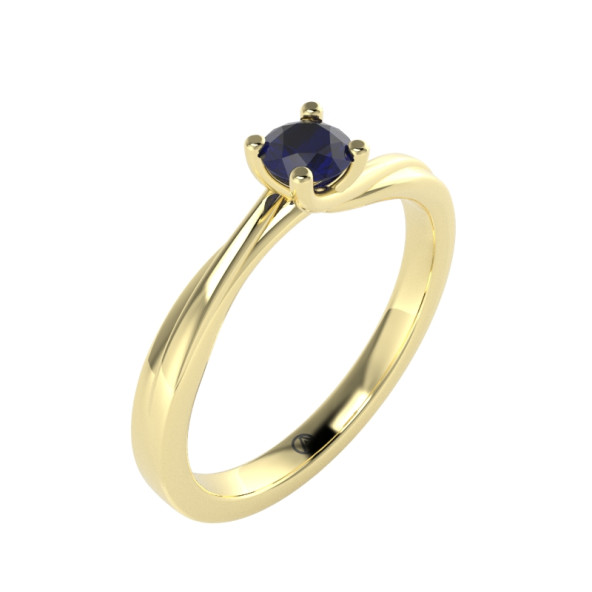 Zásnubný prsteň 14K biele zlato a modrý zafír  0.25 ct  115_A