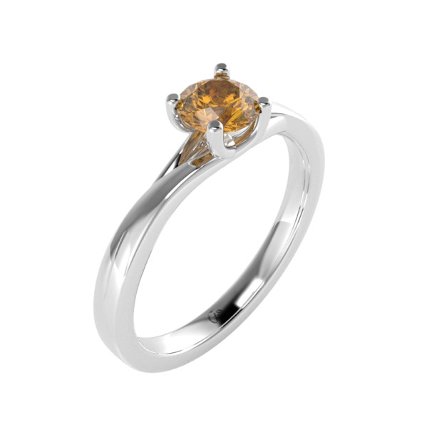 Zásnubný prsteň 14K biele zlato a turmalín zelený  0.5 ct  115_A