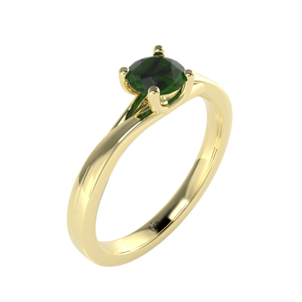 Zásnubný prsteň 14K biele zlato a turmalín zelený  0.5 ct  115_A