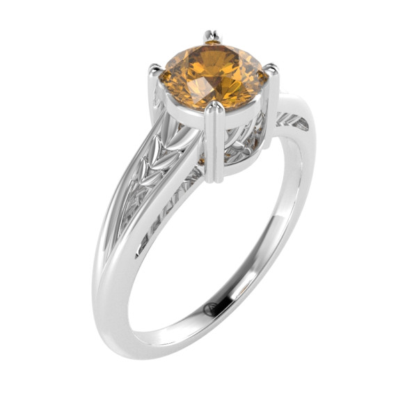Zásnubný prsteň 14K biele zlato a granát rhodolit  0.8 ct 117_A