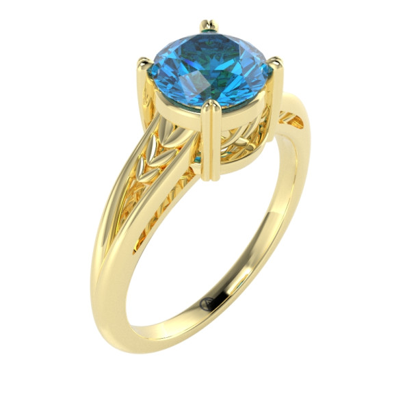 Zásnubný prsteň 14K biele zlato a topas swiss blue  1.25 ct  117_A