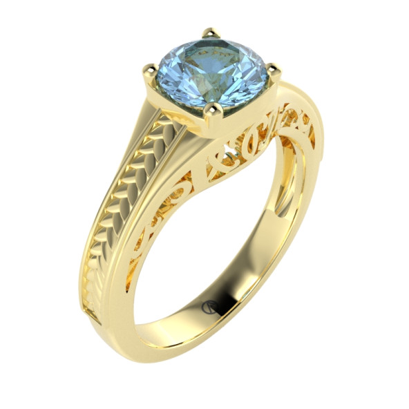 Zásnubný prsteň 14K biele zlato a topas sky blue  1 ct  119_A