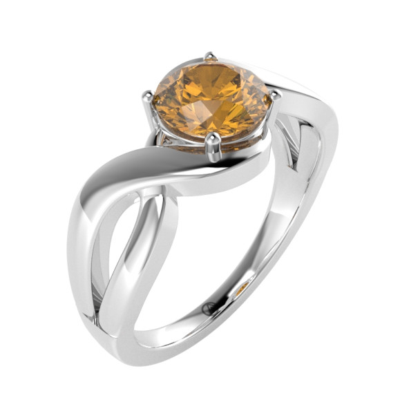 Zásnubný prsteň 14K biele zlato a citrín  1.25 ct  085_A