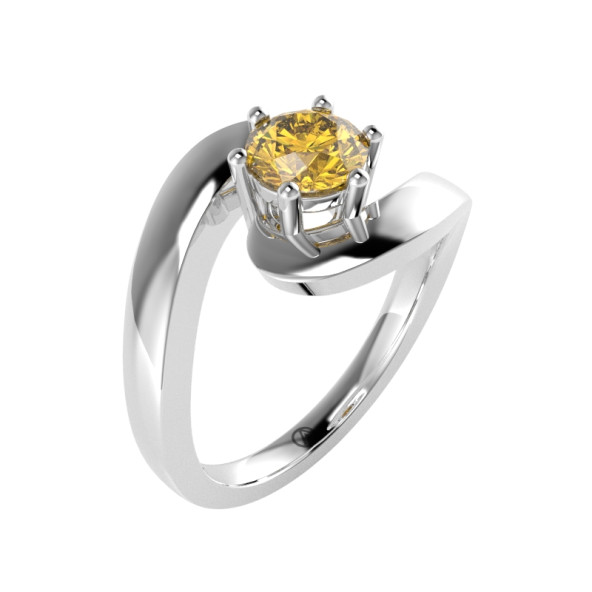 Zásnubný prsteň 14K biele zlato a žltý zafír 0.5 ct  087_A