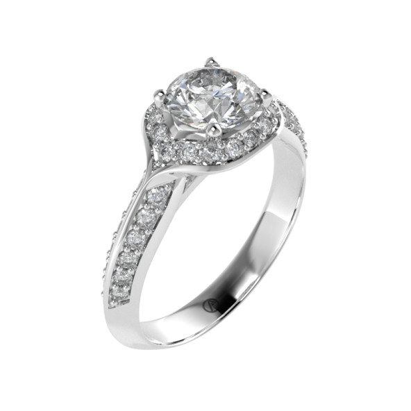 Zásnubný prsteň 14K biele zlato a zirkón  0.75 ct  090_A