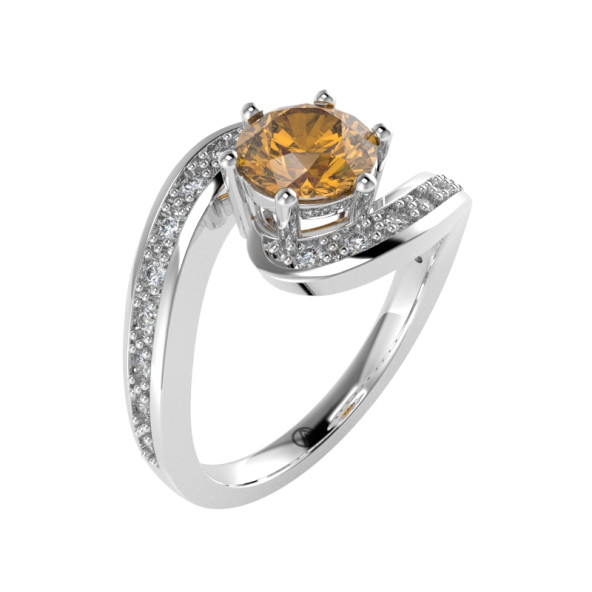 Zásnubný prsteň 14K biele zlato a ametyst  0.8 ct 088_A