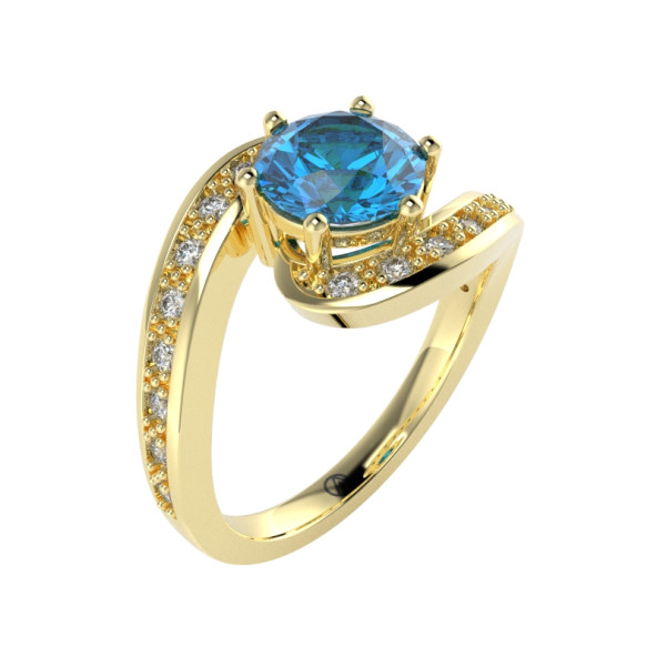 Zásnubný prsteň 14K biele zlato a topas swiss blue  1 ct  088_A