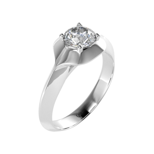 Zásnubný prsteň 14K biele zlato a akvamarín  0.5 ct  089_A