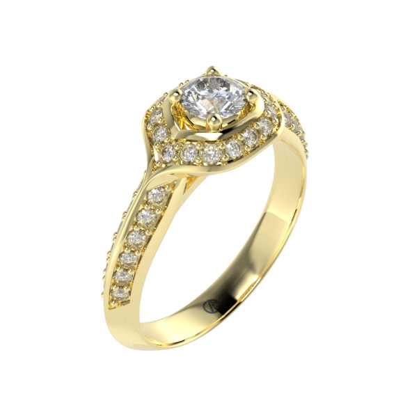 Zásnubný prsteň 14K biele zlato a modrý zafír  0.25 ct  090_A