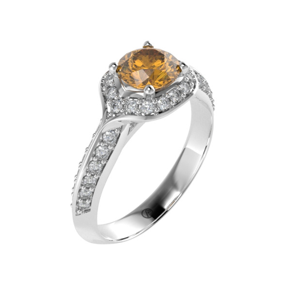 Zásnubný prsteň 14K biele zlato a granát rhodolit  0.6 ct  090_A