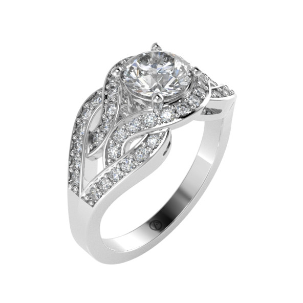 Zásnubný prsteň 14K biele zlato a zirkón  0.75 ct  092_A