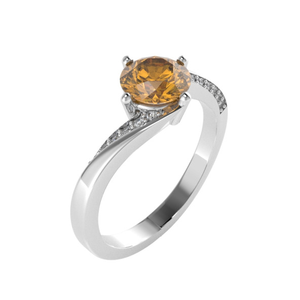 Zásnubný prsteň 14K biele zlato a citrín  0.8 ct 094_A