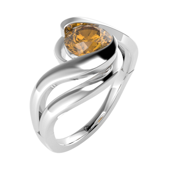 Zásnubný prsteň 14K biele zlato a citrín  1.25 ct  095_A