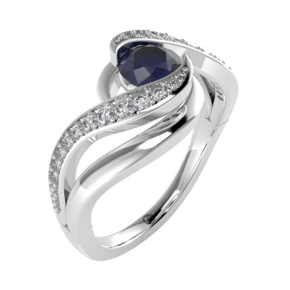 Zásnubný prsteň 14K biele zlato a iolit  0.6 ct  096_A