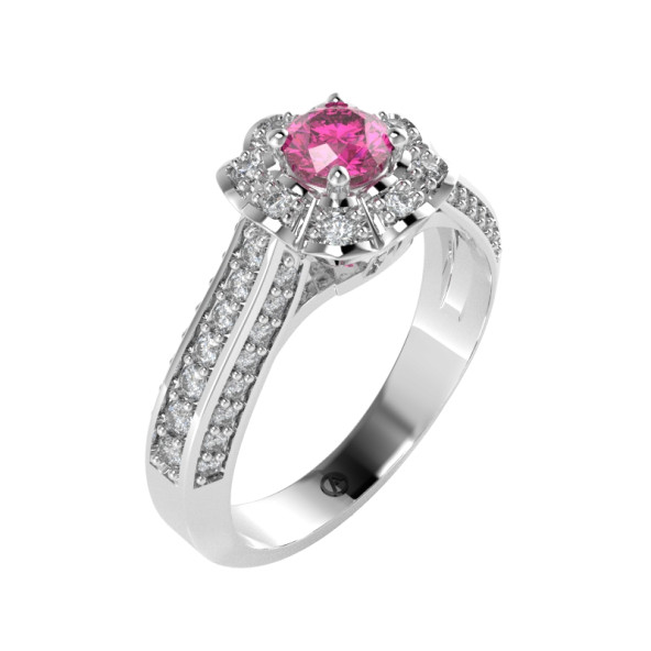 Zásnubný prsteň 14K biele zlato a diamant ružový  0.29 ct  100_A
