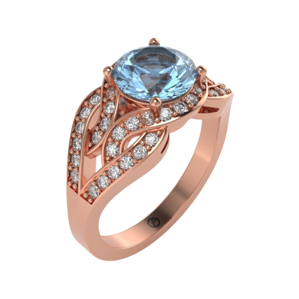 Zásnubný prsteň 14K biele zlato a topas sky blue  1.25 ct  092_A