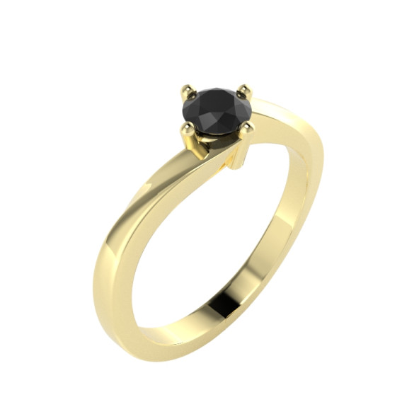 Zásnubný prsteň 14K biele zlato a diamant čierny  0.29 ct  093_A