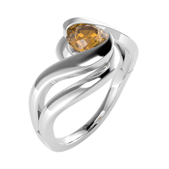 Zásnubný prsteň 14K biele zlato a iolit  0.8 ct 095_A