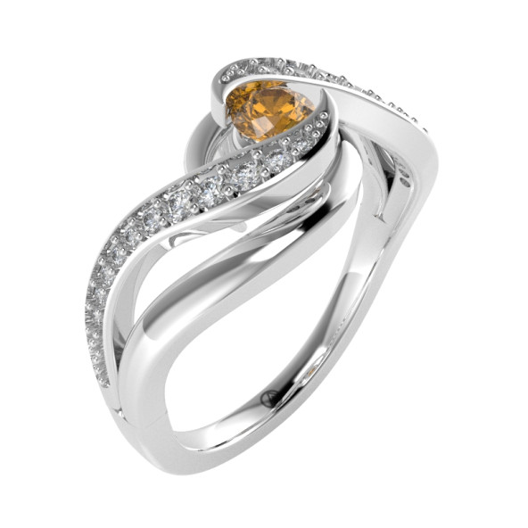 Zásnubný prsteň 14K biele zlato a akvamarín  0.25 ct  096_A