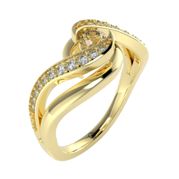 Zásnubný prsteň 14K biele zlato a akvamarín  0.25 ct  096_A
