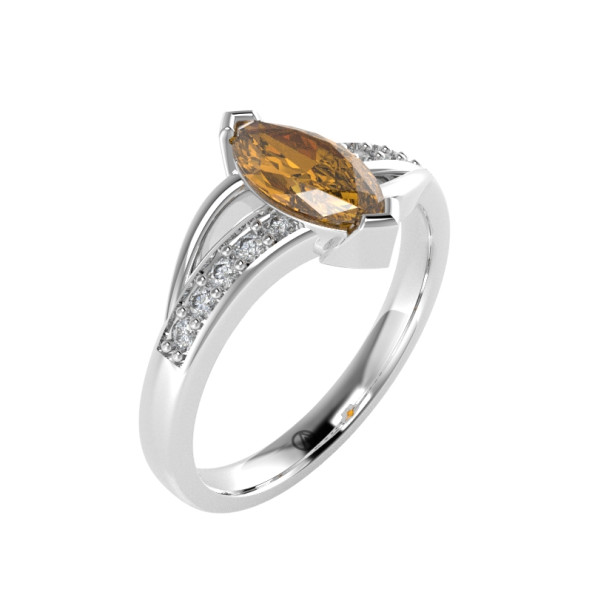 Zásnubný prsteň 14K biele zlato a peridot  _VM 098_A